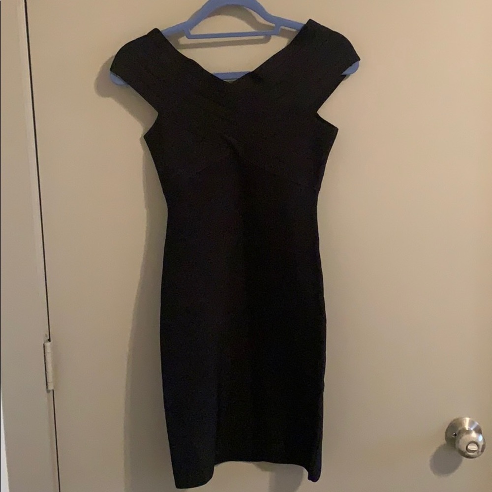 Black Bebe off the shoulder dress